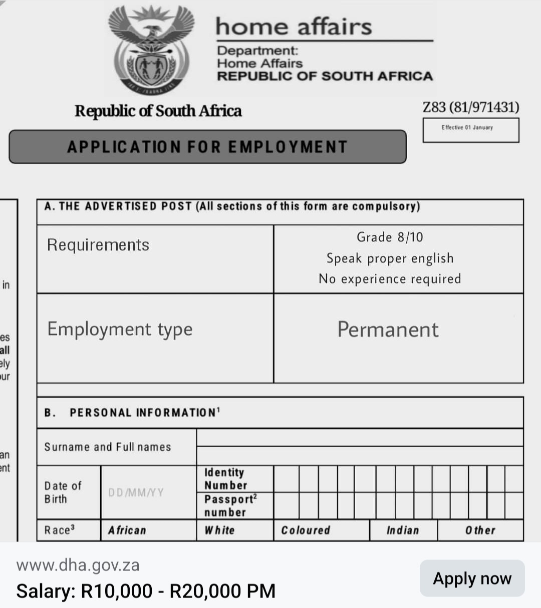 Department of Home Affairs Learnerships 2023