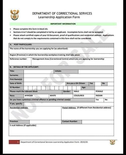 DEPARTMENT OF CORRECTIONAL SERVICES Learnership 2023